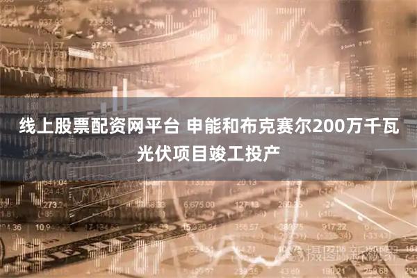 线上股票配资网平台 申能和布克赛尔200万千瓦光伏项目竣工投产